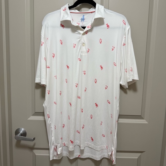 johnnie-O White and Pink Featherweight Performance Polo - Picture 1 of 8
